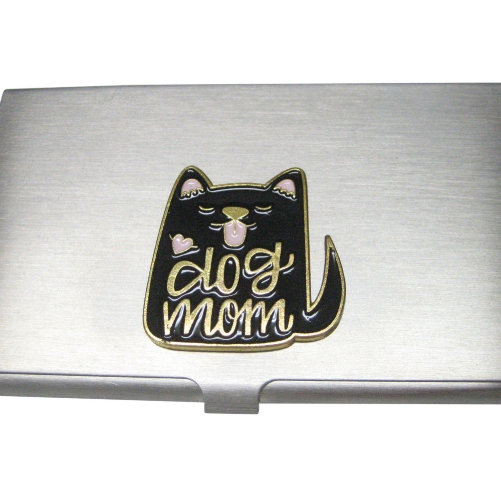 Dog Mom Black Dog Business Card Holder